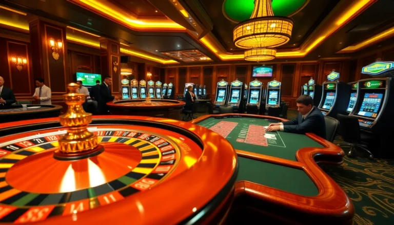Experience the thrill of casino gaming by tải app new88 for your mobile device, featuring a stunning roulette table and eager players.