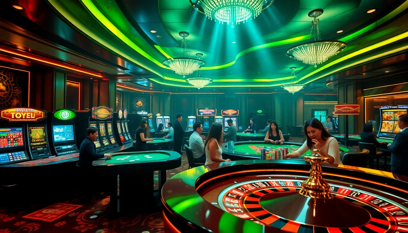 "Experience the thrill of 32win trang chủ with players engaged at an electrifying roulette table in a chic casino setting."